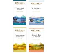 Lot de 60 sachets de thé en forme de bouleau (4 saveurs - menthe poivrée, camomille, citronnelle et gingembre, thé vert et thé à la pêche) sans plastique