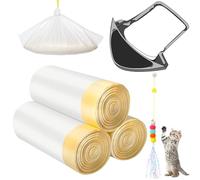 Lot de 60 sacs de rechange pour tiroir à déchets compatibles avec Litter-Robot 3/4, sacs épais et résistants pour chat avec cordon de serrage, capacité de 37 à 40 litres