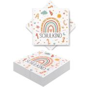 Lot de 60 serviettes de rentrée scolaire, motif arc-en-ciel, 3 plis