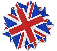 Lot de 60 serviettes de table en papier Motif Union Jack 33 x 33 cm