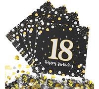 Lot de 60 Serviettes de Table Papier pour Anniversaire 18 ans - 3 Couches 33 x 33 cm, Décoration Table Fête