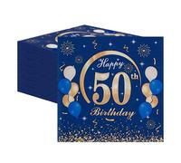 Lot de 60 serviettes de table pour 50e anniversaire homme - Happy Birthday Serviettes pour 50 ans Décoration de table