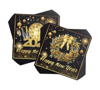 Lot de 60 serviettes décoratives pour le Nouvel An 2026 - Décoration de table Happy New Year avec feux d'artifice et confettis pour la nouvelle année - Décoration de table pour la nouvelle année - 33