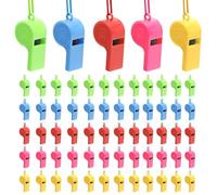 Lot de 60 sifflets, sifflet pour Le Sport Scolaire en 5 Couleurs, sifflet pour Enfants avec lanière, sifflet d'arbitre pour Les matchs, utilisable également en Cas d'urgence pour Les