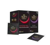 Lot de 60 : SKYN Intense Feel (50 Préservatifs Perlés) & SKYN Elite (10 Préservatifs Ultra Fins) / Préservatifs sans latex Skynfeel pour Homme, de taille régulière, forme droite/Diamètre 53mm