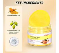 Lot de 60 tampons de nettoyage à l'acide de cojique au curcuma, enrichis en vitamine C, éponges exfoliantes quotidiennes douces pour un soutien irrégulier du son (2 pièces)