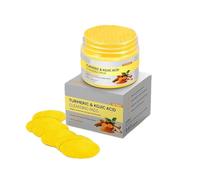 Lot de 60 tampons de nettoyage à l'acide de cojique au curcuma, enrichis en vitamine C, éponges exfoliantes quotidiennes douces pour un soutien irrégulier du ton (1 pièce)