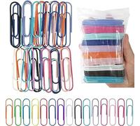 Lot de 60 trombones surdimensionnés avec revêtement en vinyle de 7,6 cm de couleur assortie, pour fichiers, papier, fournitures de bureau (10 couleurs aléatoires)