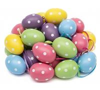 Lot de 60 Œufs de Pâques à Suspendre - Décoration de Pâques Colorée avec Pois - Déco Printanière pour Arbre de Pâques, Branche, Jardin & Fenêtre - en Plastique Robuste avec Rubans - 6cm