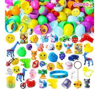 Lot de 60 œufs de Pâques pré-remplis avec autocollants, 6 cm, couleurs vives, pour panier de Pâques, fête de Pâques, chasse aux œufs de Pâques, événements en classe
