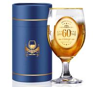 Lot de 60 verres à bière personnalisés pour lui, 450 ml, pour 60 ans, avec dessous de verre en bois pour homme, papa, mari, frères, amis, petit ami, coffret cadeau (60)