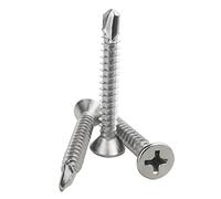 Lot de 60 vis autoforeuses à tête plate cruciforme en acier inoxydable 410 #8 x 3,8 cm - Vis autotaraudeuses à tête plate - Vis autotaraudeuses à haute résistance (1,27 cm à 3,8 cm disponibles)