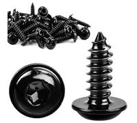 Lot de 60 vis noires M4 x 12 mm - Vis à bois - Vis autotaraudeuses pour tôle - Noires zinguées - Vis à tête lentille - Tête plate autotaraudeuse - Avec rondelle - Pour panneaux acoustiques - Acier