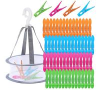 Lot de 60 Wäscheklammern with wäscheklammern Korb, Pinces Agrippantes en Plastique Recyclé pour Corde à Linge et Étendoir, Épingles à Linge Résistantes pour Vêtements