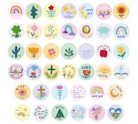 Lot de 600 Autocollants Chrétiens, 2,5cm Autocollant Jésus Mignons Autocollants de Pâques Chrétiens Religieux Autocollants de Jésus pour l'Artisanat d'Art (Style de Paysage)