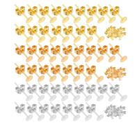 Lot de 600 boucles d'oreilles + accessoires de bouchons d'oreille, accessoires de bricolage : base de boucles d'oreilles avec tige, boucles d'oreilles rondes plates, accessoires pour boucles
