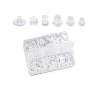 Lot de 600 boucles d'oreilles en plastique avec dos transparent, silicone souple et transparent, ajustement élastique, boîte de rangement, S/M/L