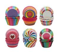 Lot de 600 caissettes colorées en papier pour cupcakes - 6 styles - Pour mariage, fête d'anniversaire