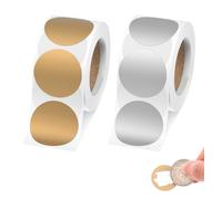 Lot de 600 cartes rondes à gratter en vinyle pour jeux de loterie, jeux de tomboles, événements de fête, événements (doré, argent)