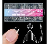 Lot de 600 faux ongles courts en acrylique - Conseils pour ongles artificiels - Conseils de gel doux - Ongles transparents - Conseils à presser sur les ongles pour femmes
