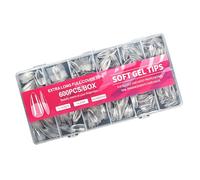 Lot de 600 faux ongles semi-brillants courts en forme d'amande, couverture intégrale, design sans dommages, texture cristalline, semi-mat, faux ongles essentiels