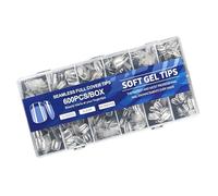 Lot de 600 faux ongles semi-brillants courts en forme d'amande, couverture intégrale, design sans dommages, texture cristalline, semi-mat, faux ongles essentiels