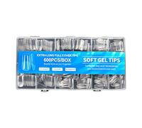 Lot de 600 faux ongles semi-brillants courts en forme d'amande, couverture intégrale, design sans dommages, texture cristalline, semi-mat, faux ongles essentiels