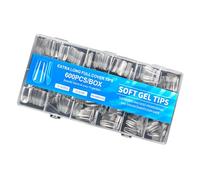 Lot de 600 faux ongles semi-brillants courts en forme d'amande, couverture intégrale, design sans dommages, texture cristalline, semi-mat, faux ongles essentiels