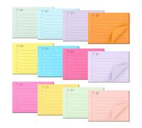 Lot de 600 feuilles de notes autocollantes, lignées multicolores, pour la famille, l'école, le bureau (12 couleurs, 10 x 7,5 cm)