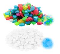 Lot de 600 galets phosphorescents - Gravier coloré et lumineux pour aquarium, mini pierres décoratives blanches pour maison, terrasse, allée, aquarium (multicolore)