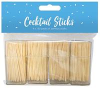 Lot de 600 grands pics à cocktail ronds de 6 cm - Cure-dents en bois dans une boîte de rangement robuste et sûre double face pour la cueillette des dents dentaires, buffet, canapé, apéritifs, barbecue