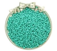 Lot de 600 mini perles en verre rondes de 4 mm - Perles en verre à la main - Perles éparpillées - Pour la fabrication de bracelets, colliers et bijoux - Bleu vert