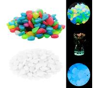 Lot de 600 mini pierres lumineuses multicolores - Blanc - Décoration de jardin - Brille dans le noir - Pour allée de jardin, plantes, pot, aquarium