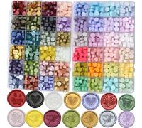 Lot de 600 perles de cire à cacheter - 24 couleurs assorties pour sceaux de timbres, invitations de mariage, scellage d'enveloppes, loisirs créatifs - Pellets multicolores pour idées cadeaux (B, 49)