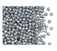 Lot de 600 perles de verre tchèque à facettes polies rondes 3 mm Silver Matte (aluminium)
