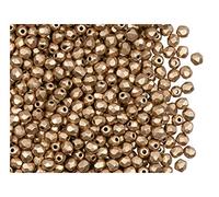 Lot de 600 perles de verre tchèques facettées rondes polies au feu 3 mm Bronze Pale or mat