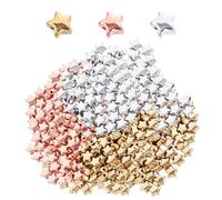 Lot de 600 perles d'espacement en forme d'étoile perforées avec étoile à cinq branches - Pour la fabrication de bijoux, bracelets, colliers, boucles d'oreilles, pendentifs (or, argent, or rose)