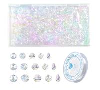 Lot de 600 perles en verre de cristal, avec 1 rouleau de corde de perles, perles avec filetage de 4/6/8 mm, perles en verre colorées à facettes, perles pour bracelets, colliers, boucles d'oreilles,
