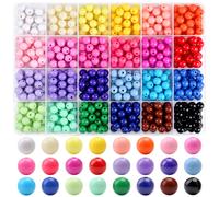 Lot de 600 perles rondes en acrylique couleur bonbon de 8 mm, 24 couleurs assorties, en plastique, avec trou, pour bracelets, colliers, fabrication de