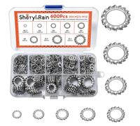 Lot de 600 rondelles de verrouillage dentées externes, 8 tailles en acier inoxydable, rondelles dentées externes résistantes aux secousses M2,5 M3 M4 M5 M6 M8 M10 M12, pour automobiles, bateaux