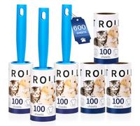 Lot de 600 Rouleaux Anti-Peluches pour épilation d'animaux de Compagnie, 3 poignées avec 6 Rouleaux Anti-Peluches Extra Collants pour épilation des Poils d'animaux domestiques, Anti-Peluches pour