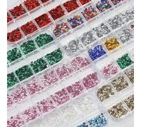 Lot de 600 strass pour mini nail art avec fond plat en résine acrylique et cristaux de verre pour une décoration détaillée des ongles (aube + bleu clair)