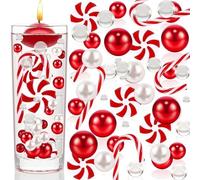 Lot de 6054 perles flottantes pour vase de Noël - Perles d'eau transparentes - Sucre d'orge et bonbons en plastique - Pour remplissage de vase, décoration de Noël