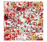 Lot de 61 autocollants pour le Nouvel An chinois 2026, autocollants décoratifs Année du cheval pour enfants, adultes, journal, scrapbooking, planificateur, carnet, artisanat, fournitures de fête,
