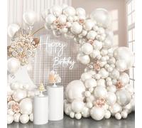 Lot de 61 Ballons Blancs Nacrés en Latex à Double Rembourrage pour Décoration de Mariage et d'Anniversaire - Différentes Tailles 45,7 / 30,5 / 25,4 / 12,7 cm