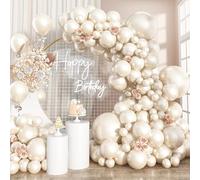 Lot de 61 ballons blancs nacrés et beiges - Arche à double rembourrage, différentes tailles 45,7/30,5/25,4/12,7 cm, guirlande de ballons ivoire crème pour mariage, anniversaire, anniversaire de
