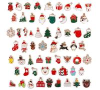 Lot de 61 breloques de bracelet de Noël en émail comprenant des couronnes de bonhomme de neige et un sapin de Noël pour boucles d'oreilles, colliers, loisirs créatifs