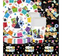 Lot de 61 pièces de vaisselle de fête - Noir et blanc - Décoration de fête d'anniversaire - Table à manger - Serviettes en carton - Pour 20 invités