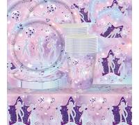 Lot de 61 pilules de fête musicale pour femme, thème musical, décoration violette, décoration de fête d'anniversaire, nappe, gobelets en plastique, serviettes, bols en carton, convient pour 20 invités