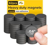 Lot de 62 aimants en ferrite comme 2S-7ZVX-11K7, diamètre : 15 mm x 3 mm, sans adhésif 3M, emballage de couleur